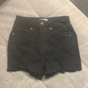 Fashion Nova Black Distressed Jean Shorts